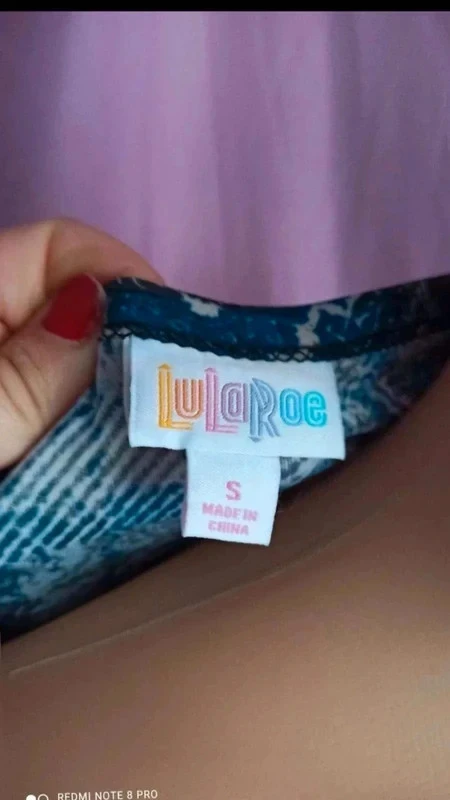 LuLaRoe women's dress Size S blue graphic print short sleeves flowy – photo 2